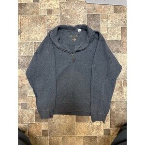 ORVIS 1/4 ZIP Soft Long Sleeve Shirt Pull leather tab sz medium grey cotton mens